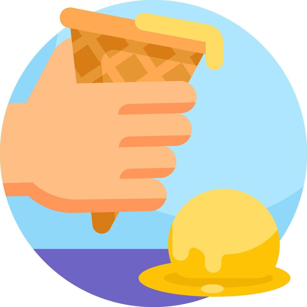 A hand holding a cone of ice cream and a spoon vector