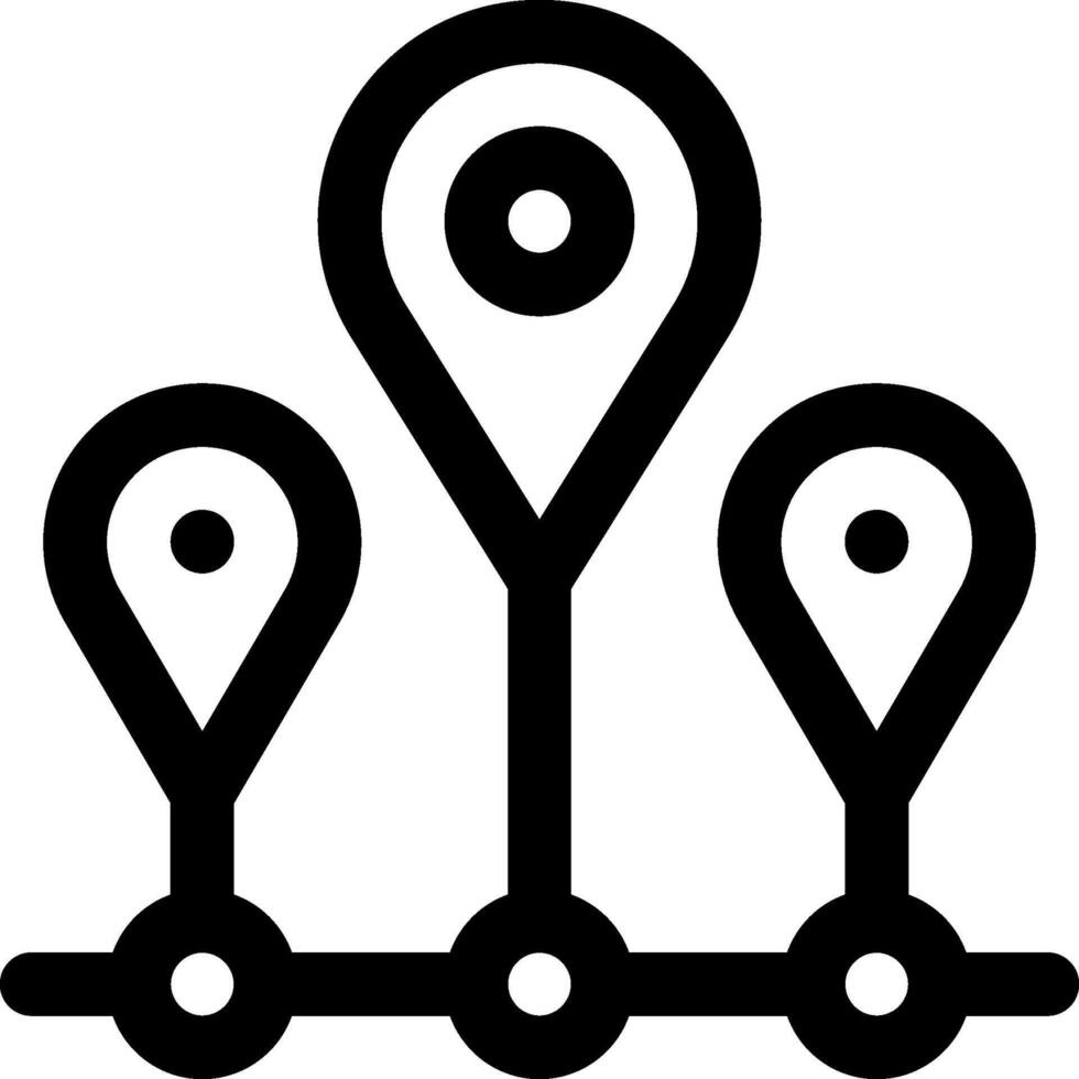 A black and white icon of three pins vector