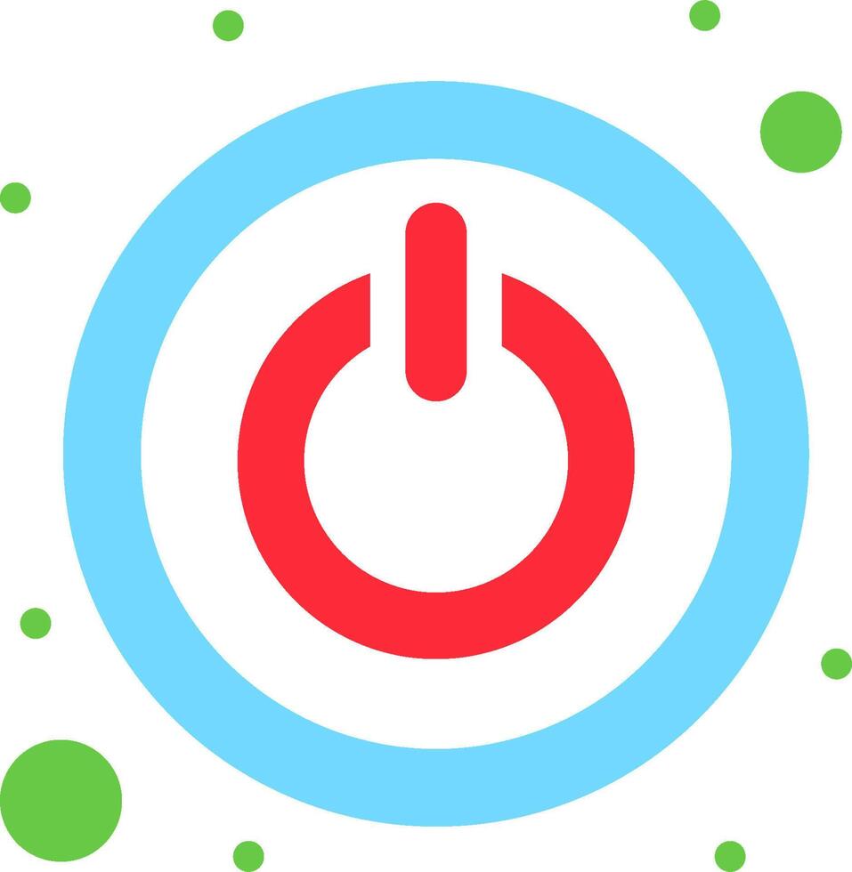A red and blue power button with green dots vector