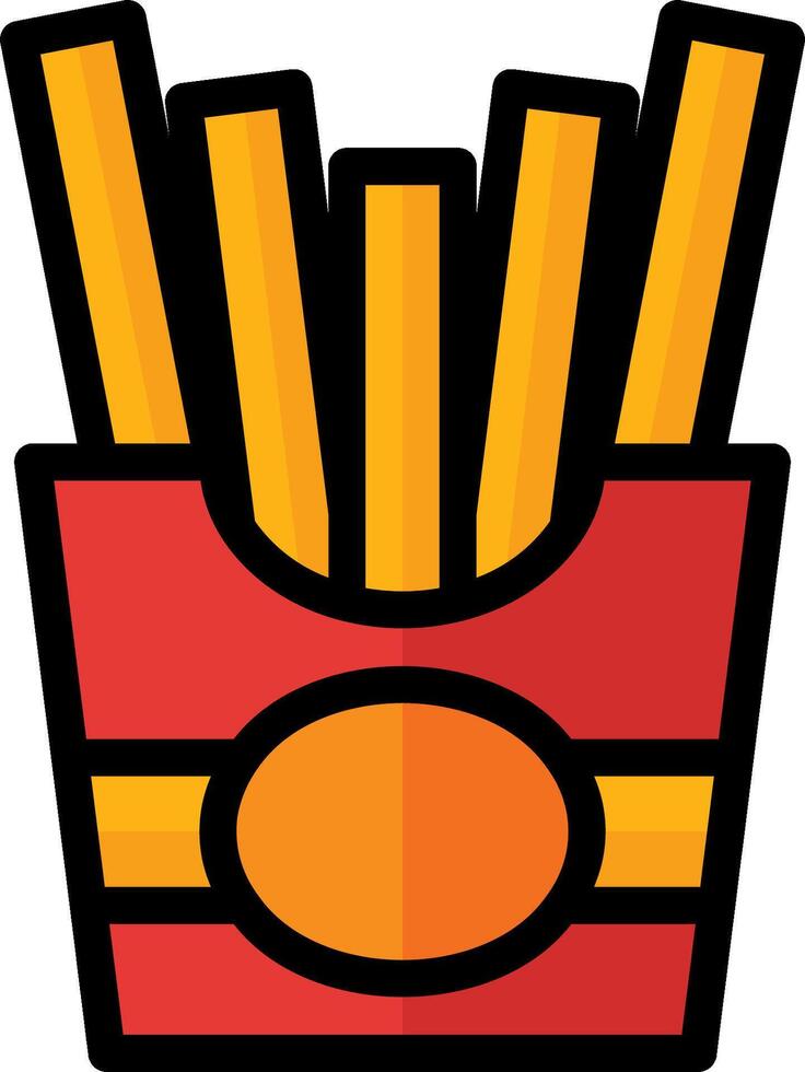French fries icon in a red box vector