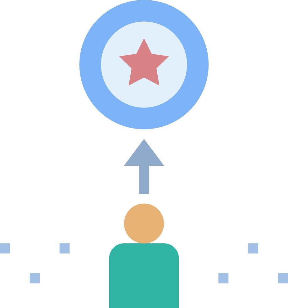 A person is holding a star above a target vector