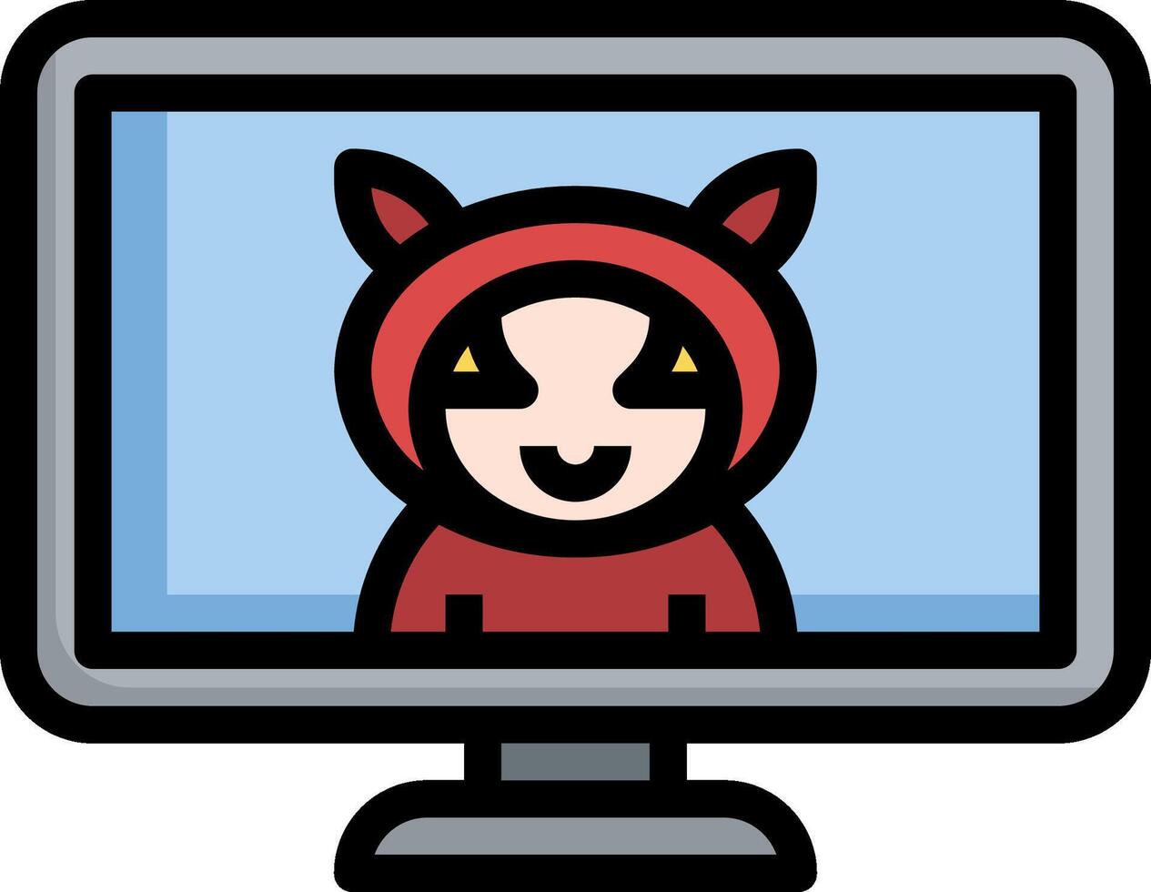 A cartoon cat on a computer monitor vector