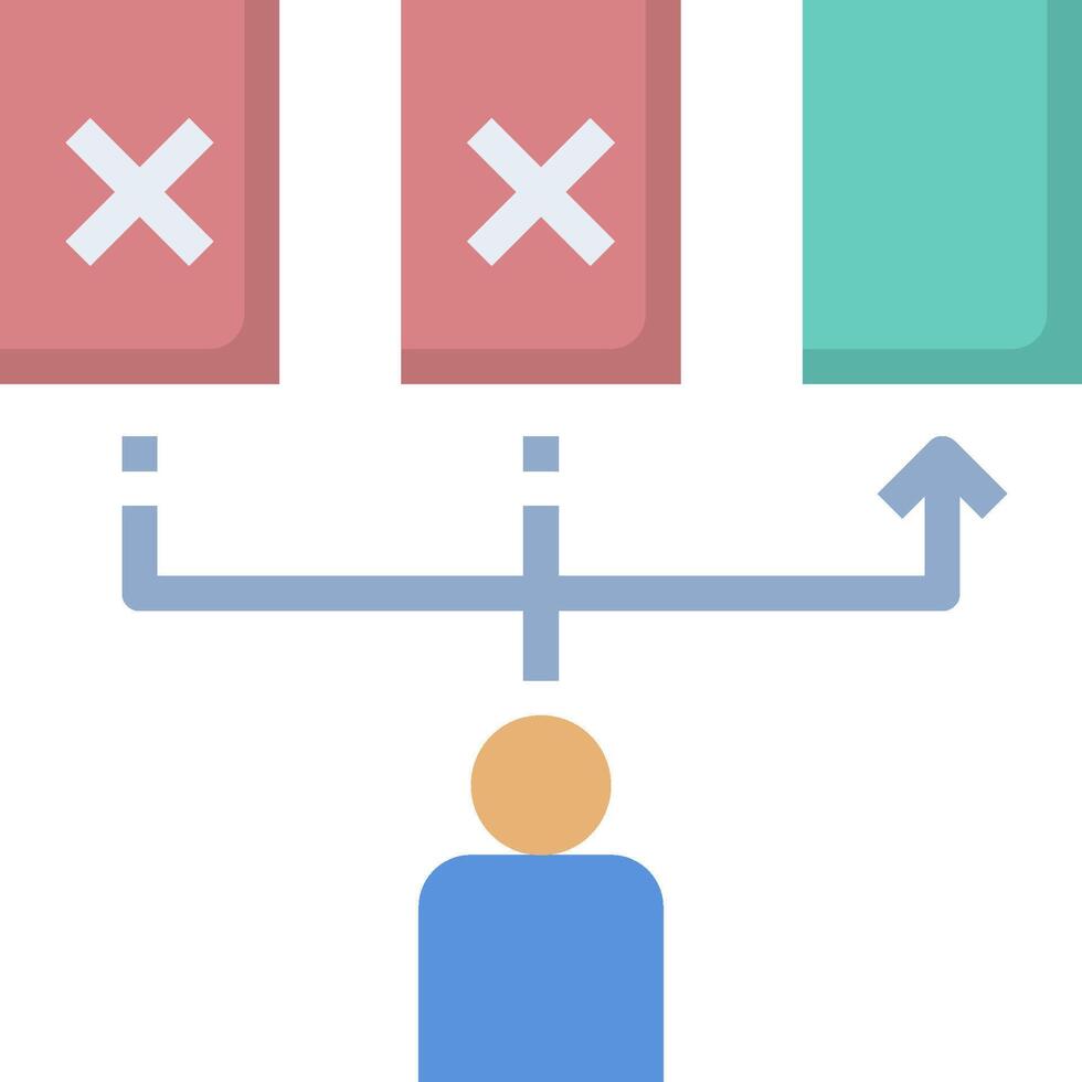 A person is standing in front of a red and green box vector