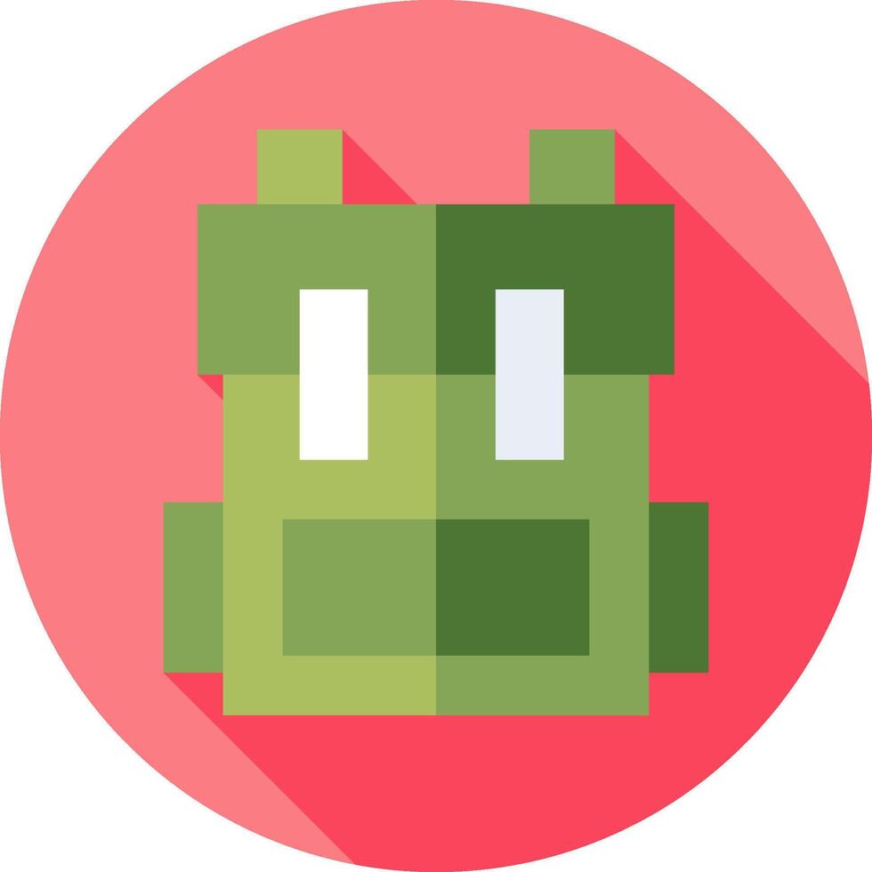 A green pixel icon with a long shadow vector
