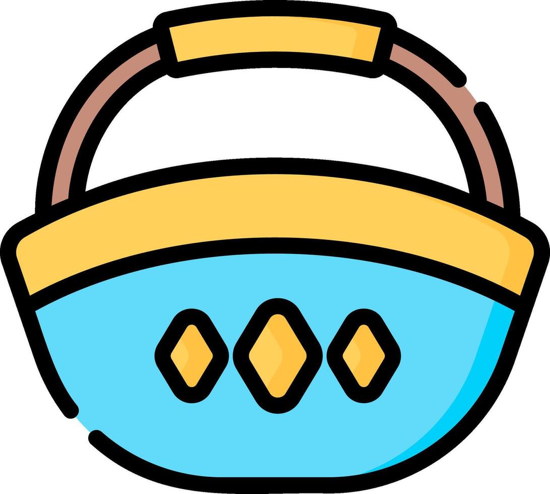 A blue and yellow basket with a handle vector