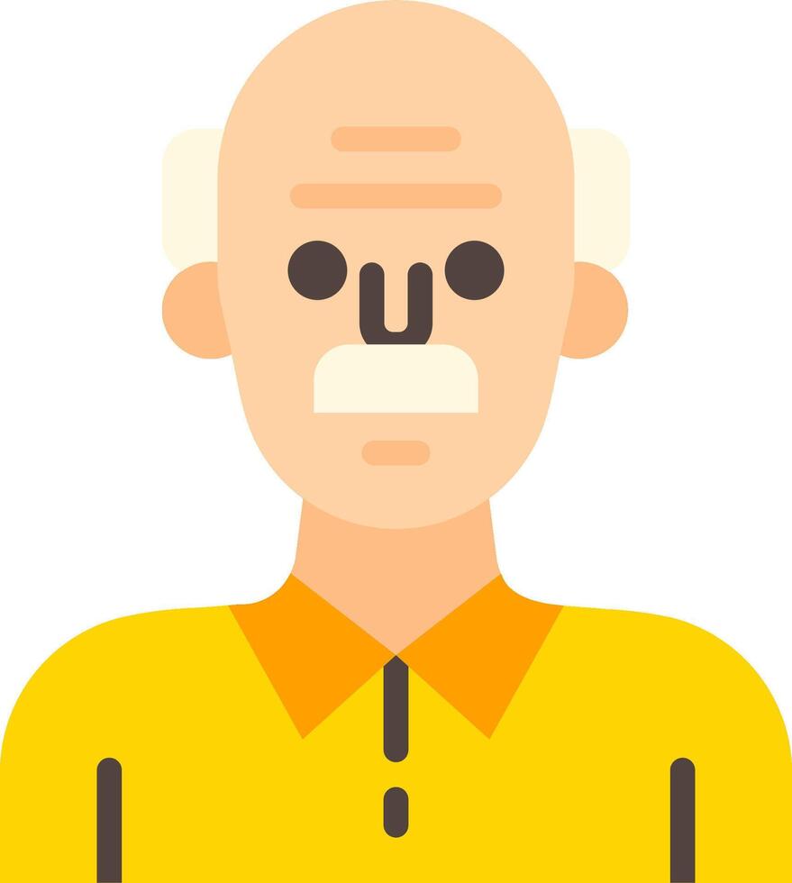 An old man with a mustache and a yellow shirt vector