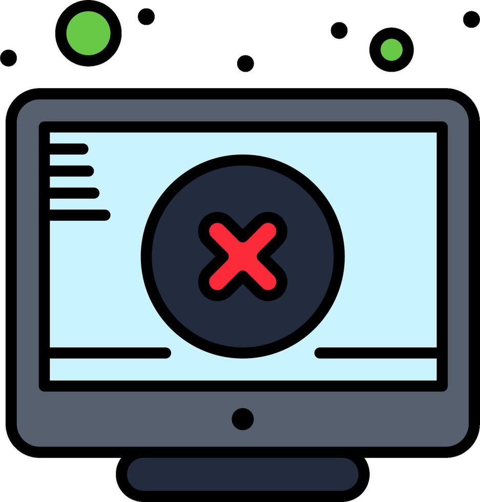A computer screen with a red cross on it vector
