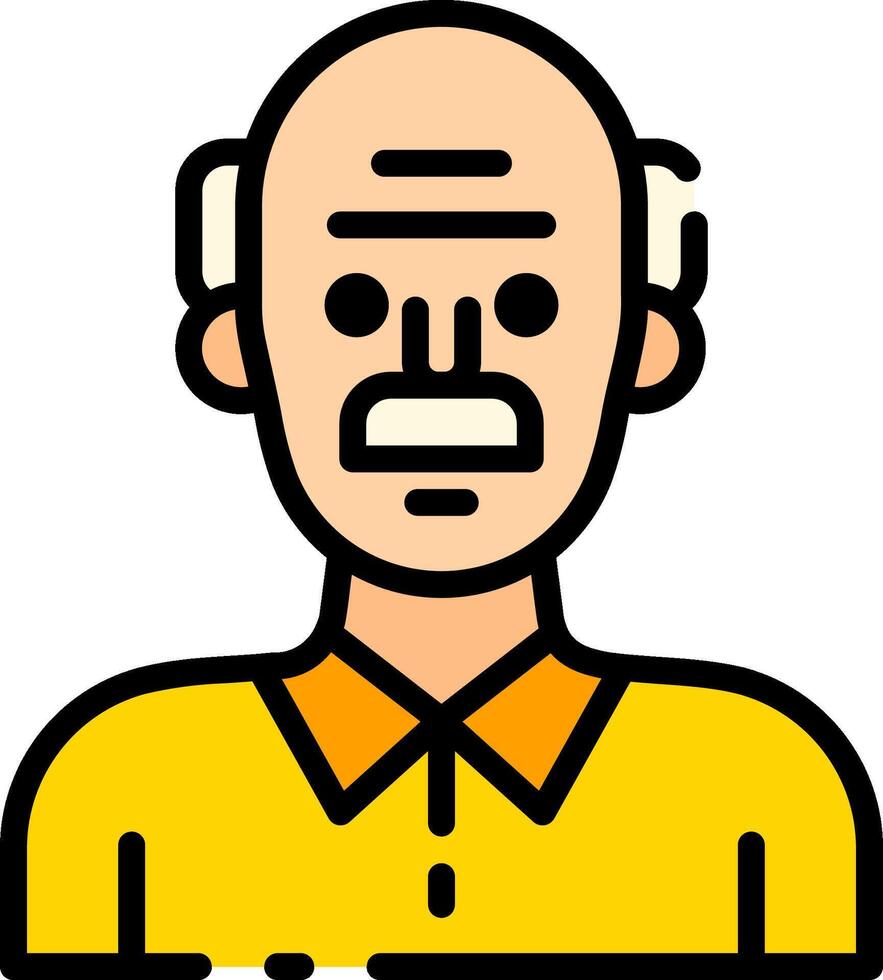 An old man with a mustache and a yellow shirt vector
