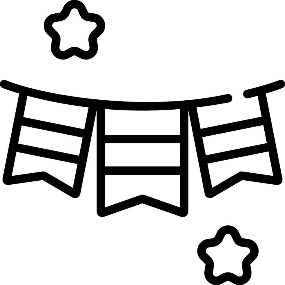 A black and white drawing of a bunting with stars vector
