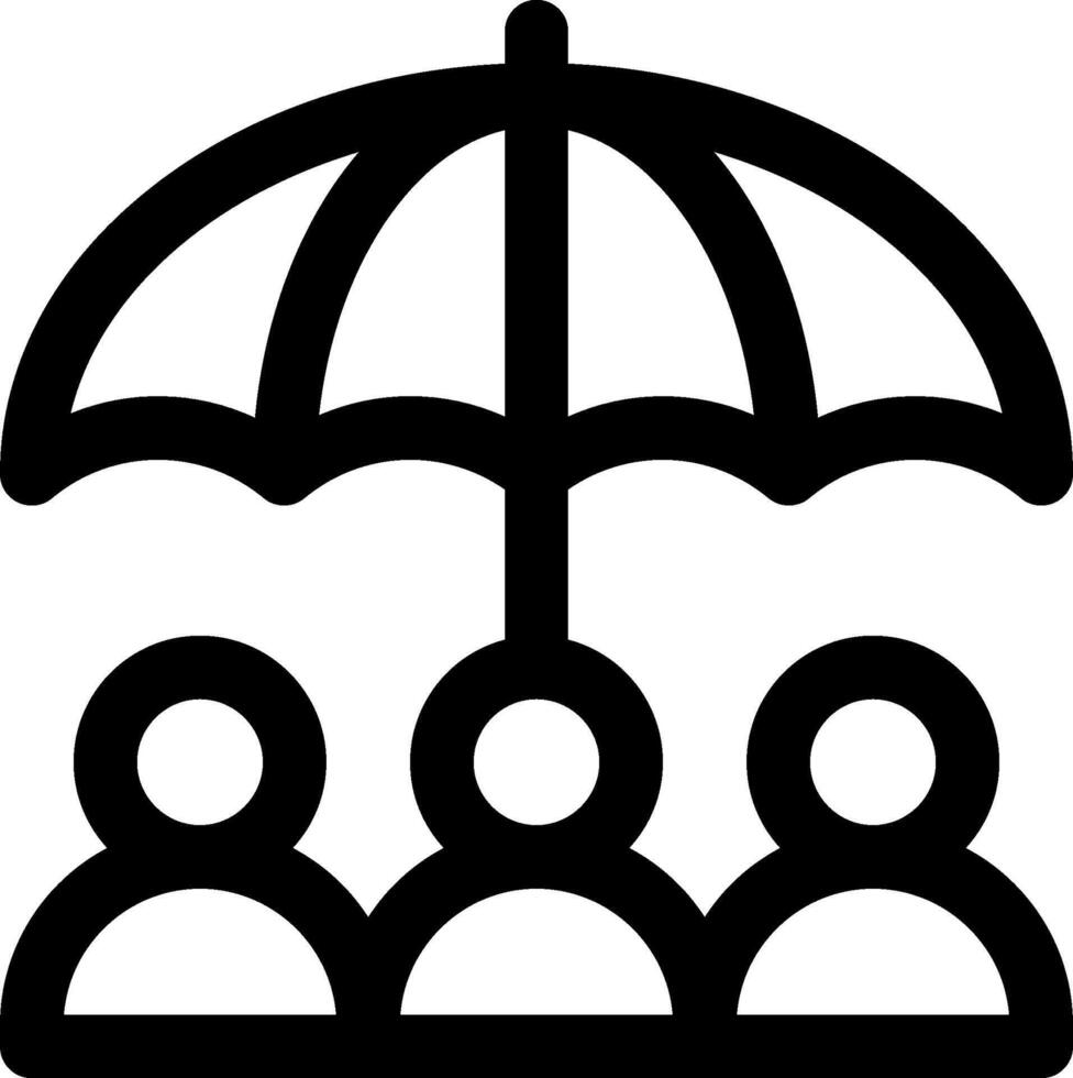An umbrella icon with people under it vector