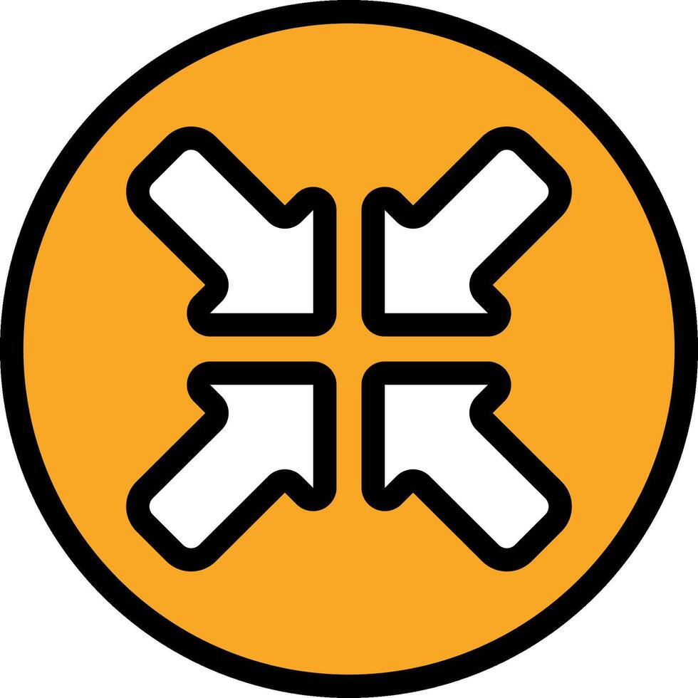 A yellow circle with four arrows pointing in different directions vector