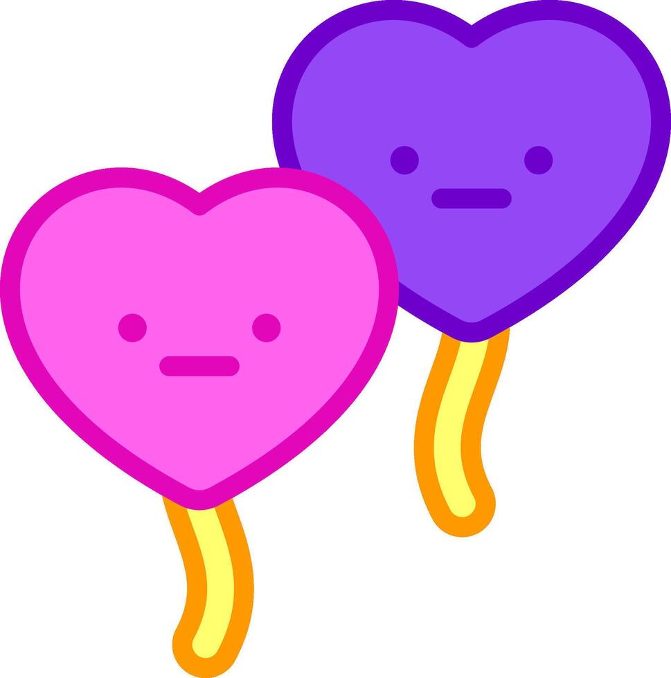 Two heart shaped lollipops with faces on them vector