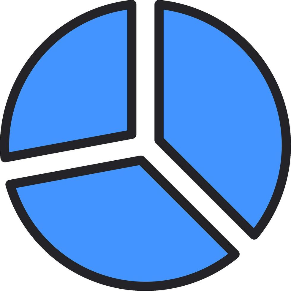 A blue and black pie chart icon vector