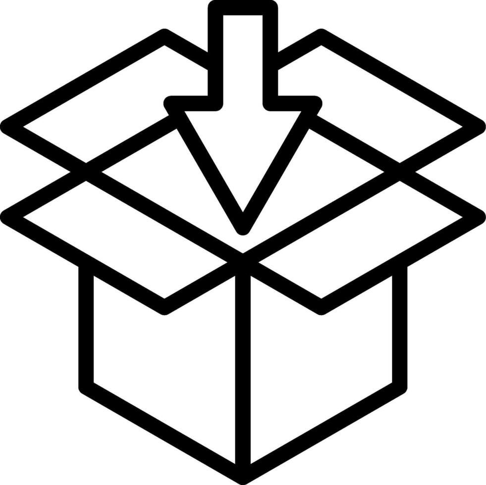 A black and white image of a box with an arrow pointing to it vector
