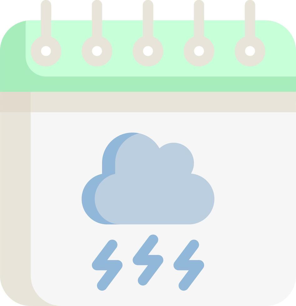 A calendar with a cloud and rain icon vector