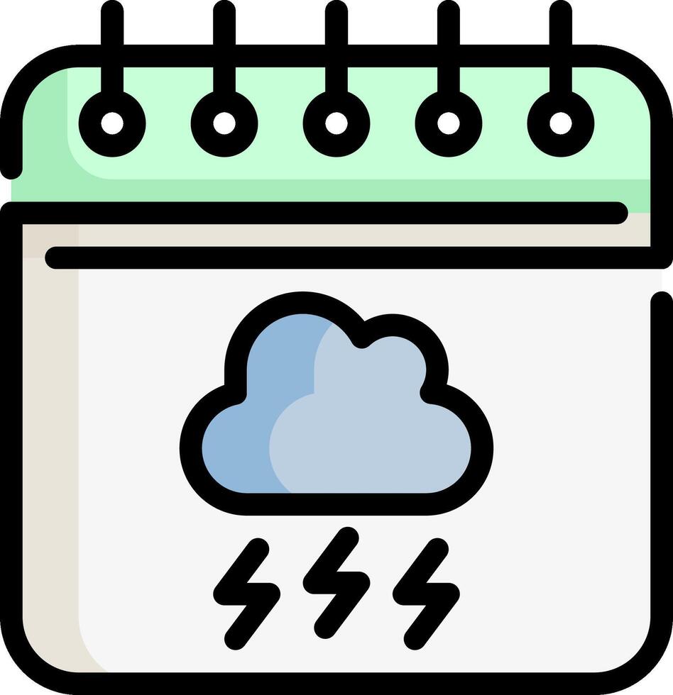 A calendar with a cloud and rain icon vector