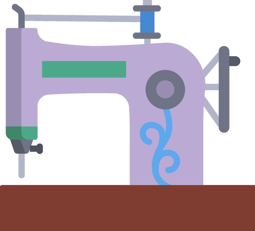 A purple sewing machine with a green handle vector