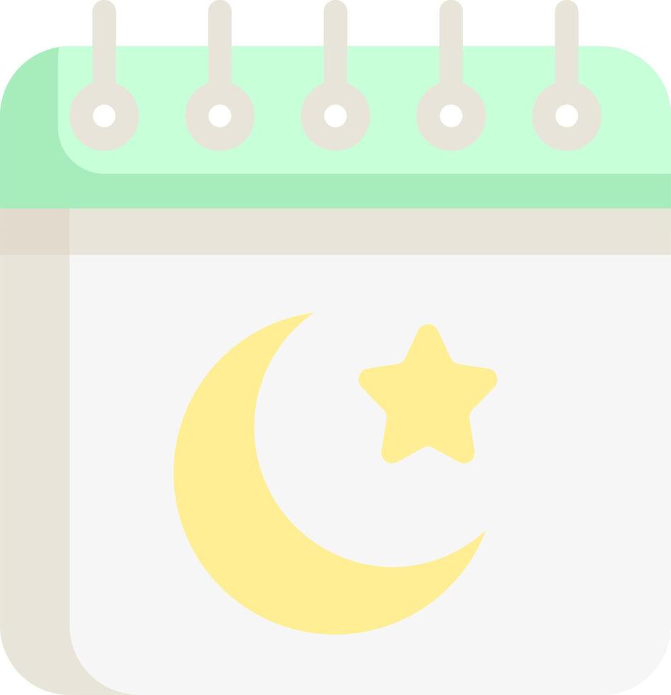 A calendar with a crescent and star vector