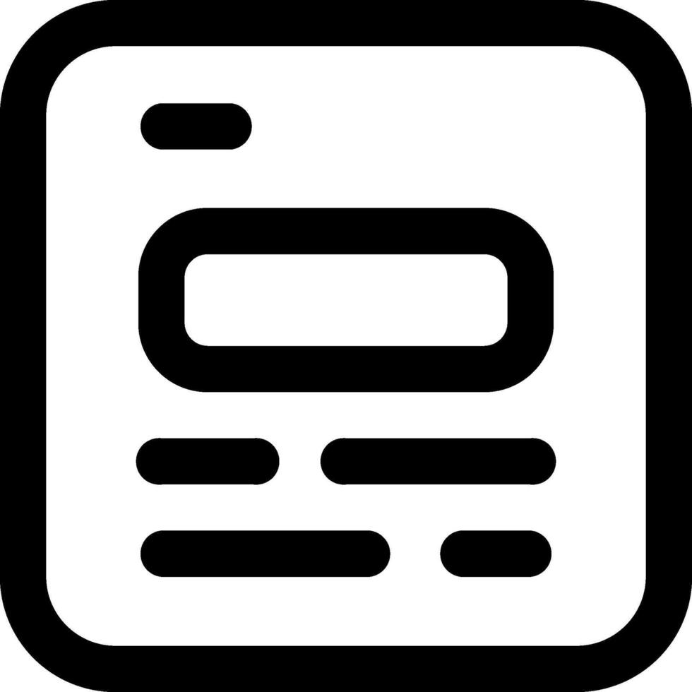 A black and white square icon with a button vector