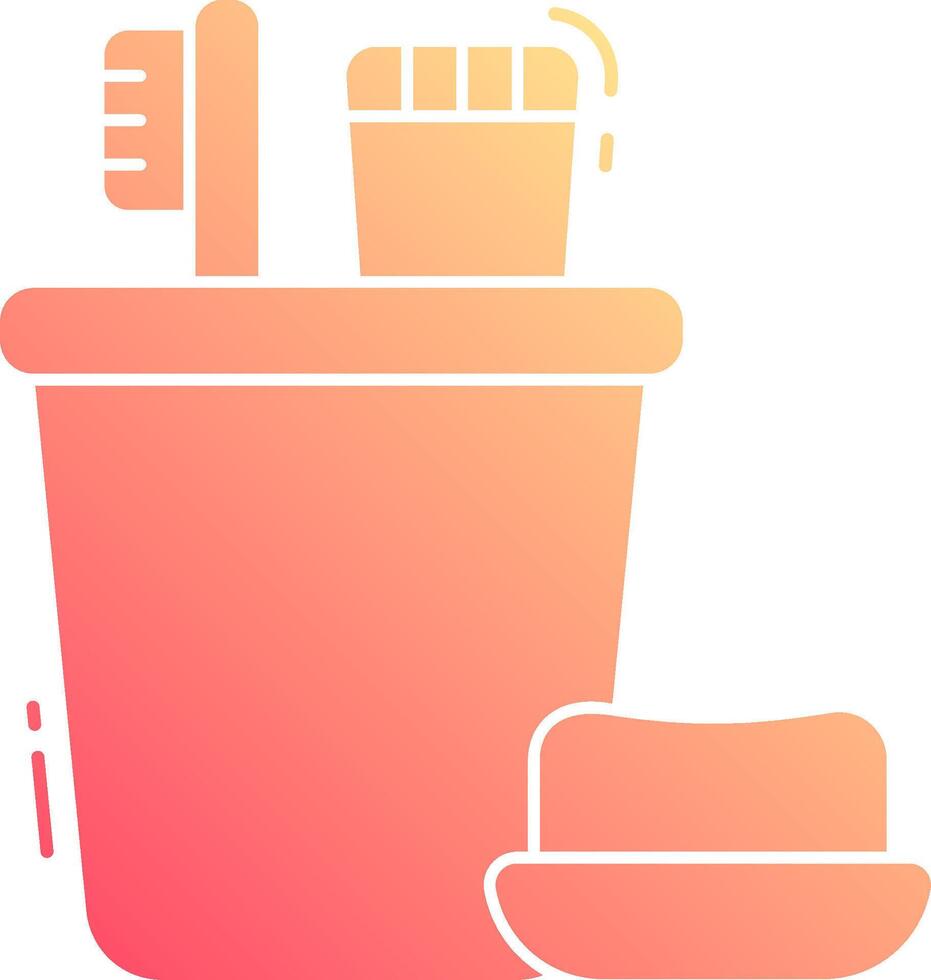 A pink and orange container with toothbrushes and a toothbrush vector