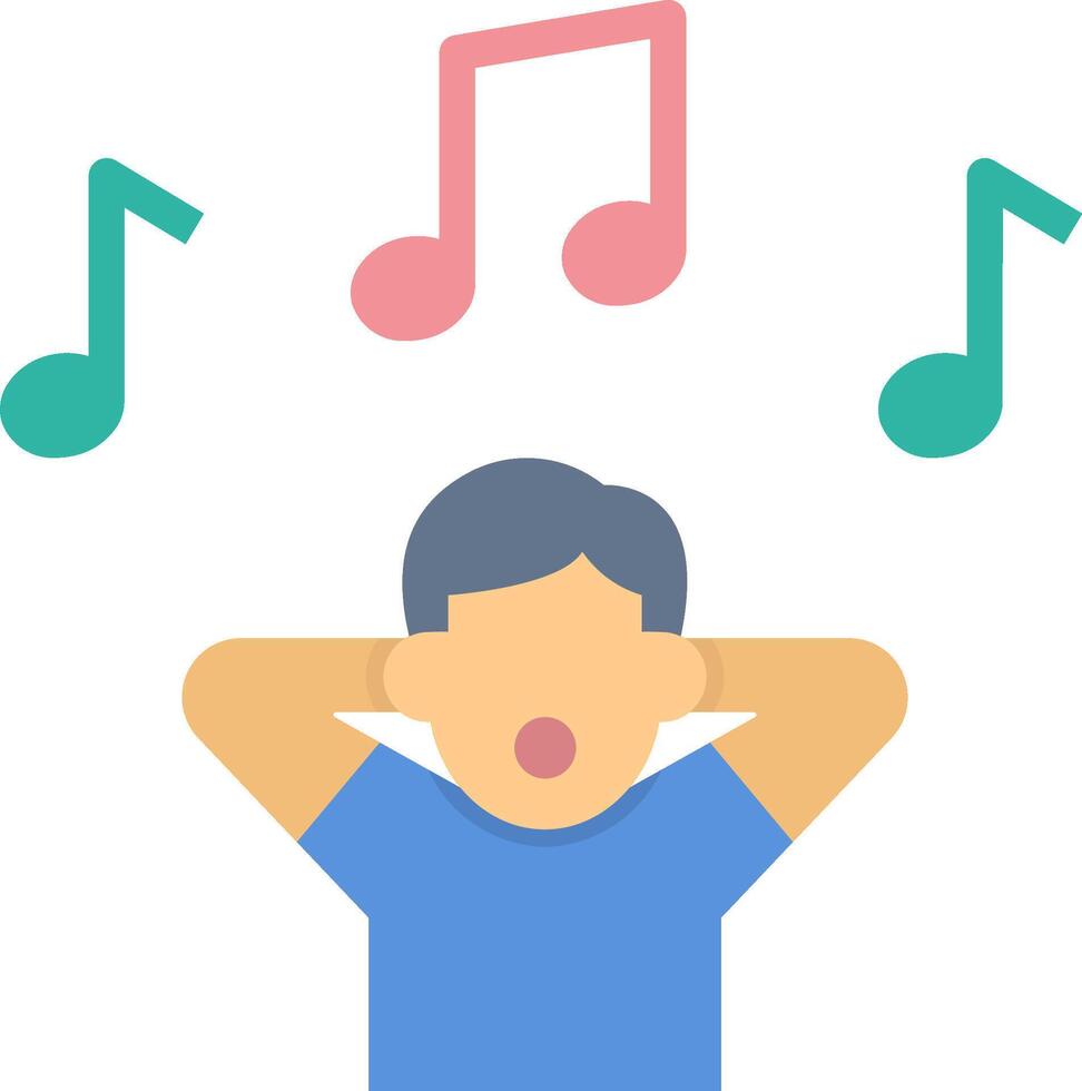 A man is listening to music with music notes flying around him vector