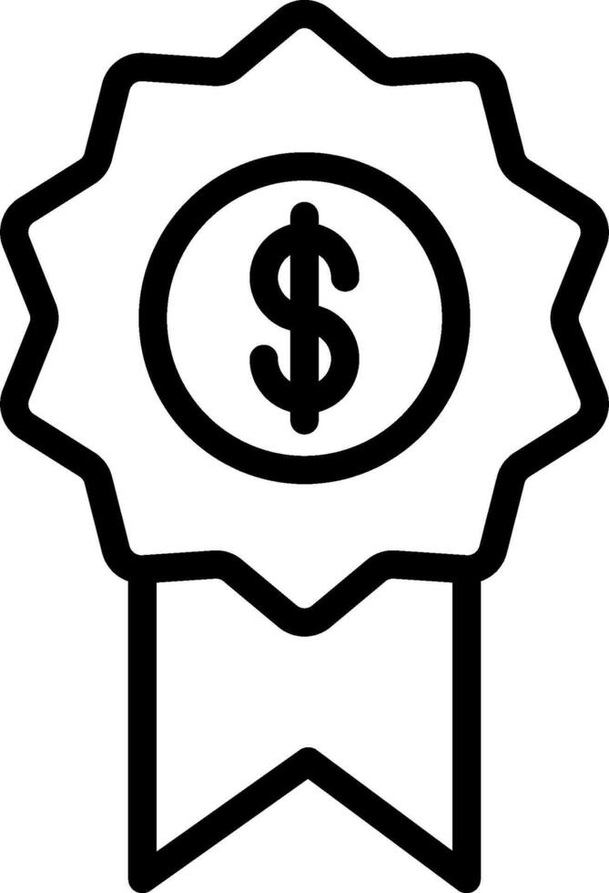A black and white icon of a dollar sign vector
