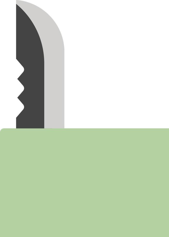 A knife with a black handle and a green blade vector
