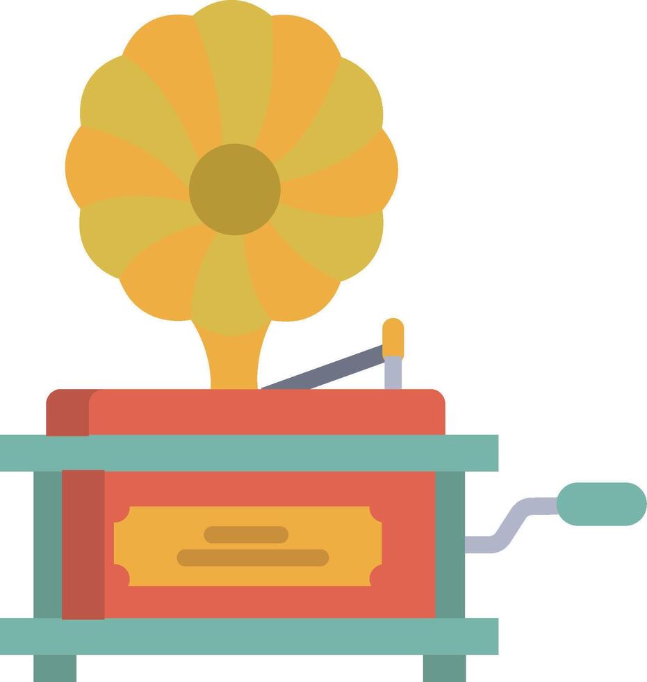 A flat illustration of a gramophone vector