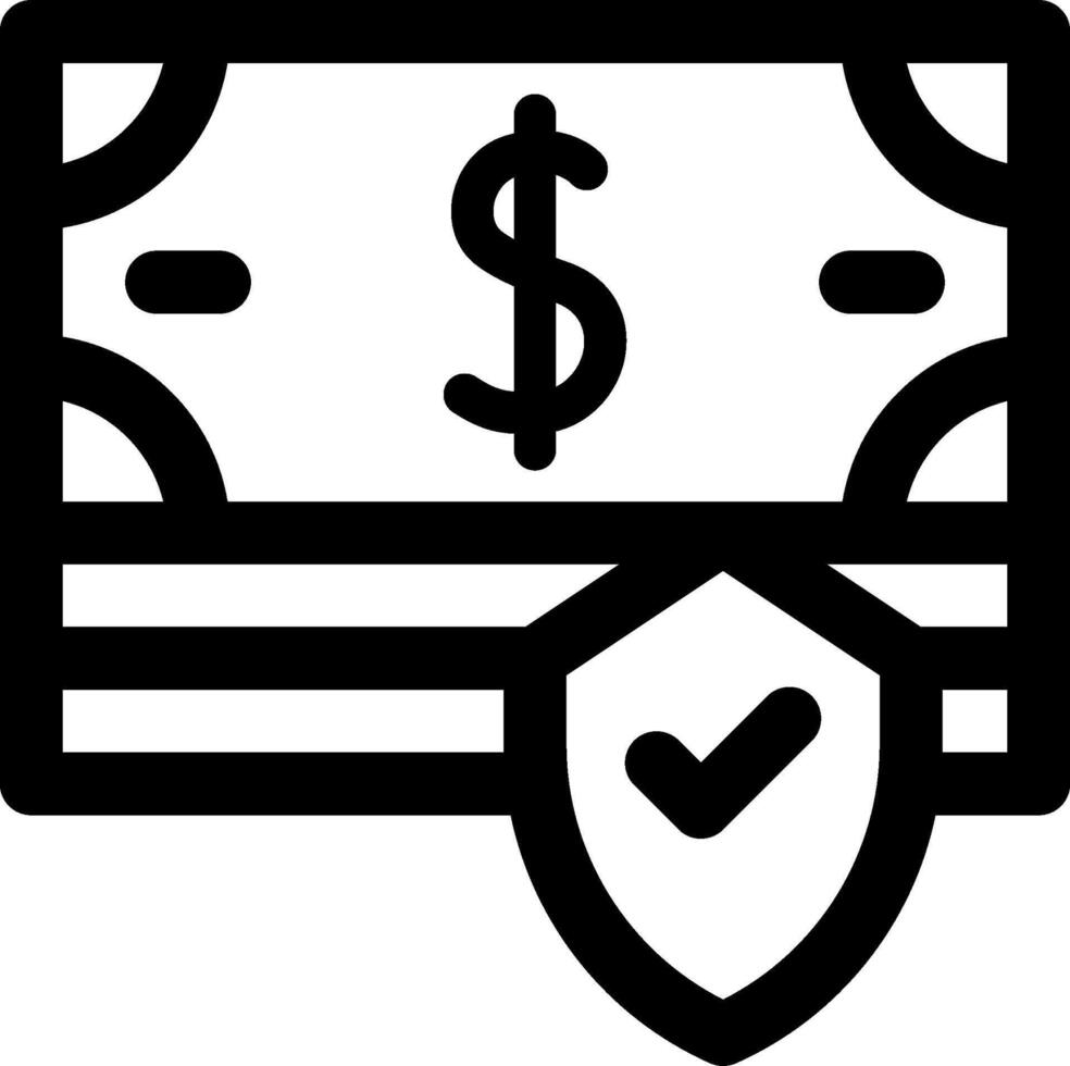 A black and white icon of a money and check vector