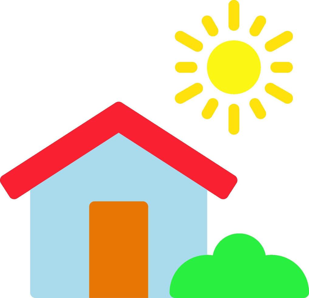A house with a sun and clouds vector