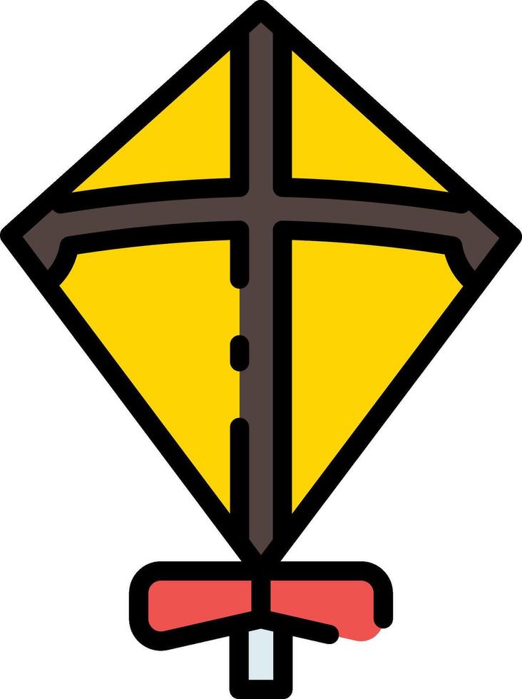 A yellow kite with a cross on it vector