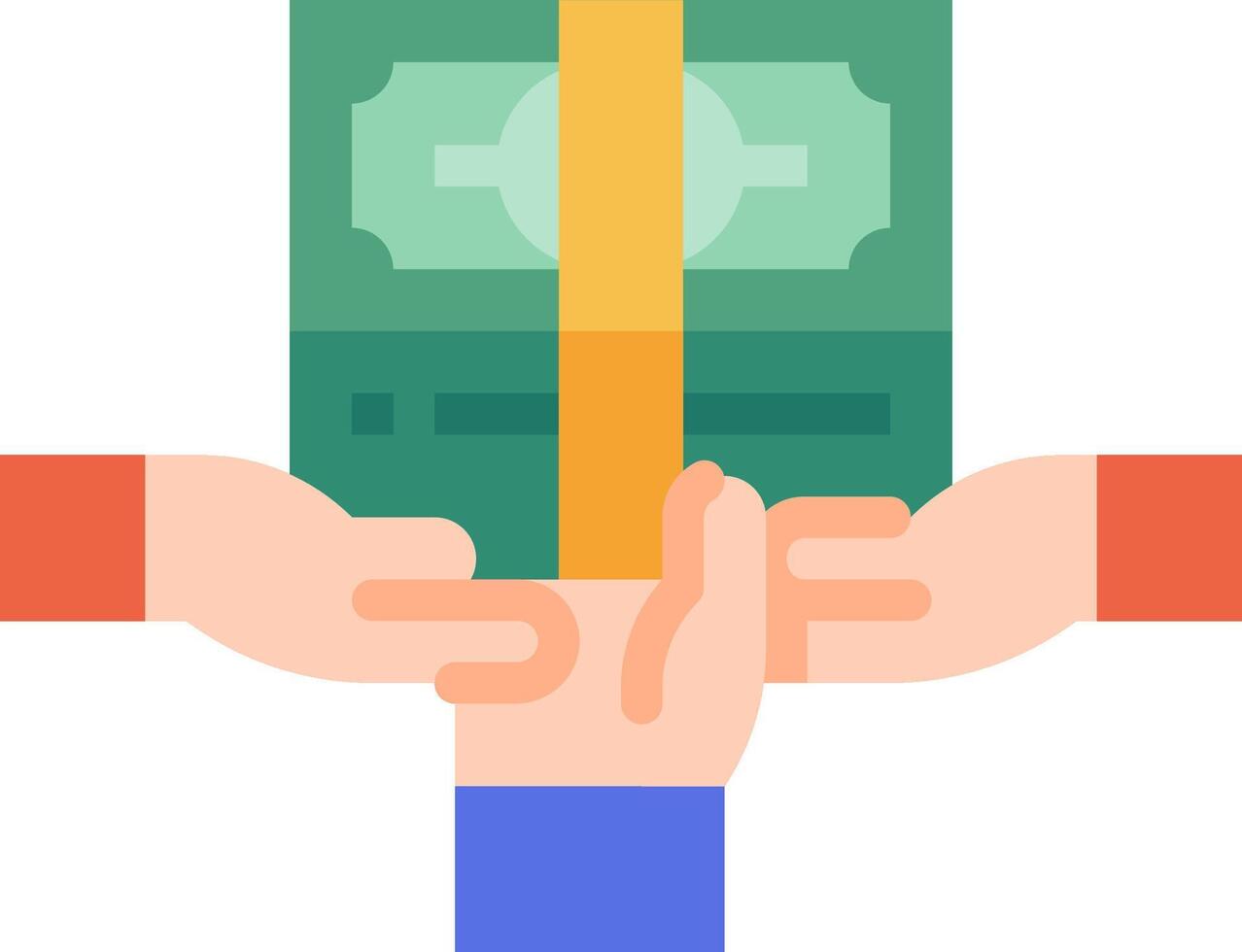 Two hands holding a bundle of money vector