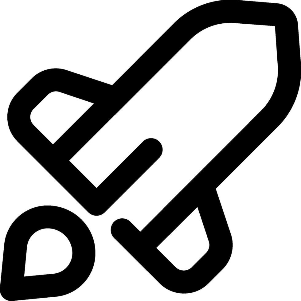 A black and white logo of a rocket vector
