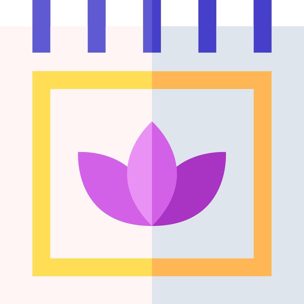 An icon of a purple flower with a yellow background vector