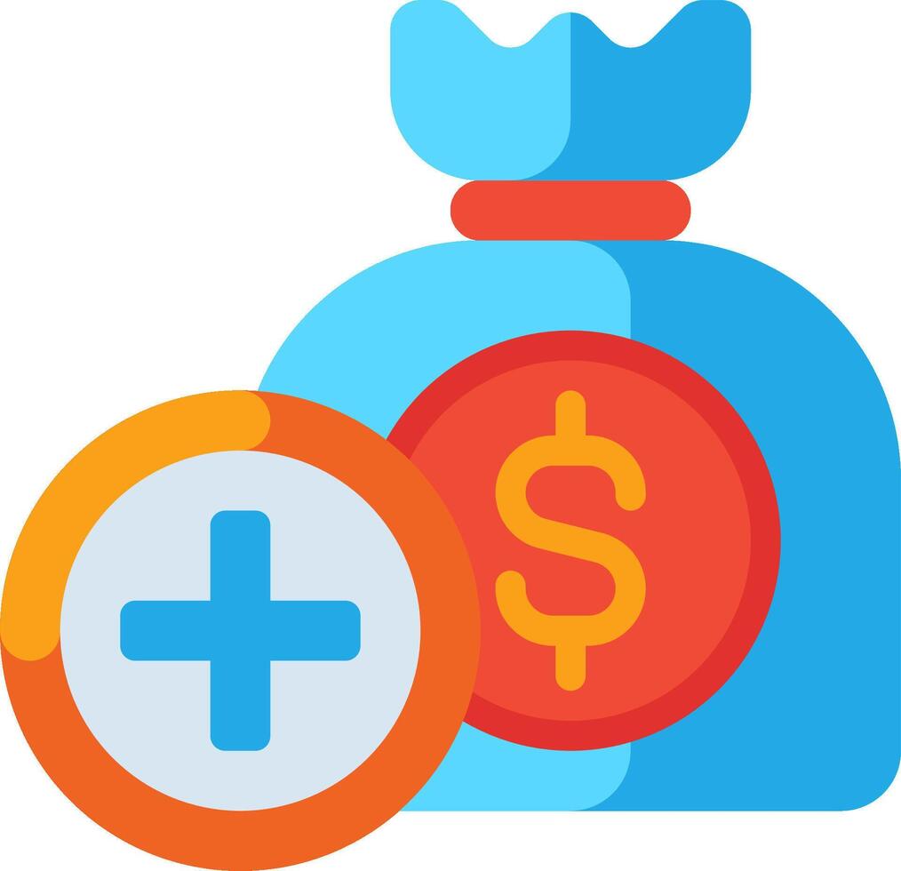 A bag with a dollar sign and a plus sign vector