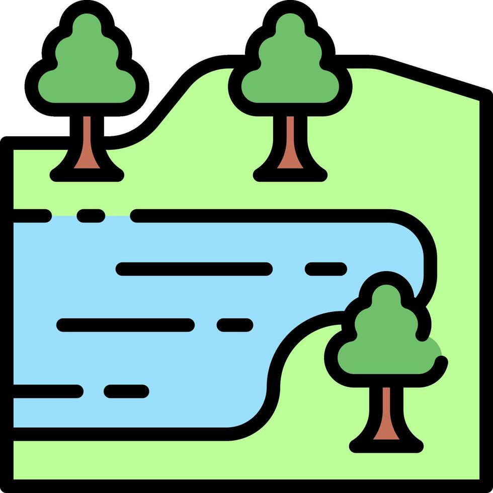 A river and trees in a green landscape vector