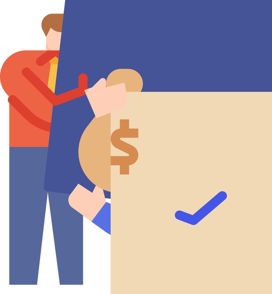 A man is holding a large box with a dollar sign on it vector