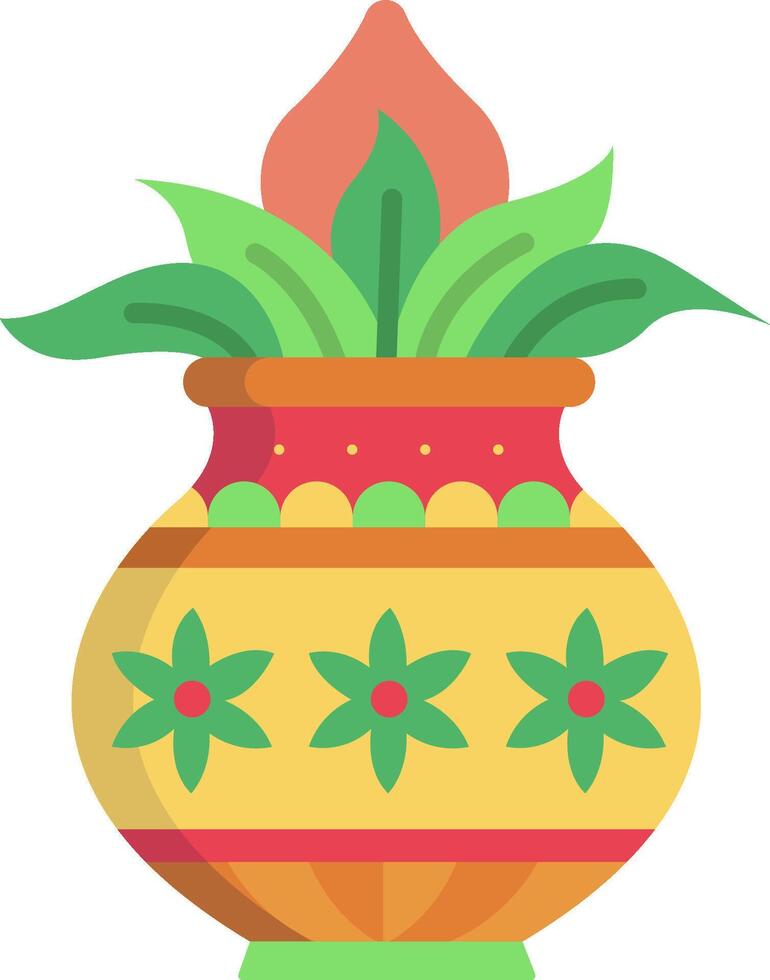 An illustration of a colorful pot with a plant vector