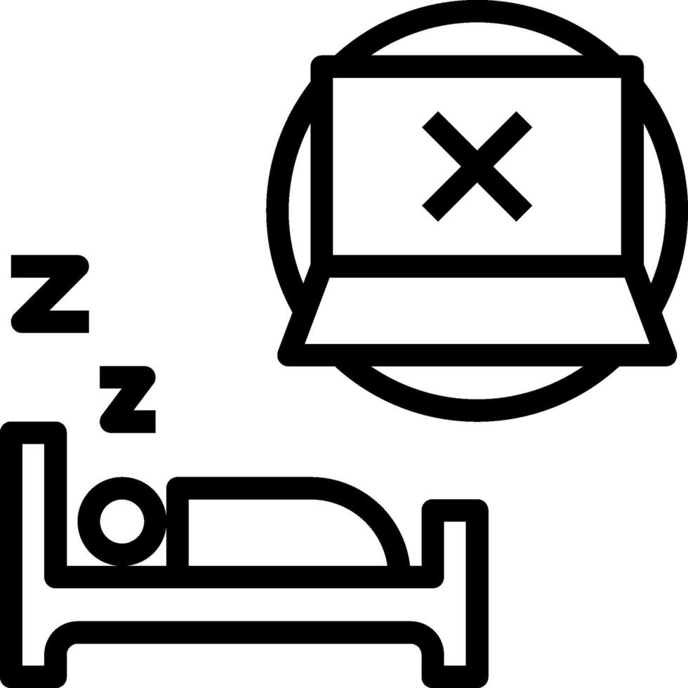A black and white icon of a laptop and a bed vector