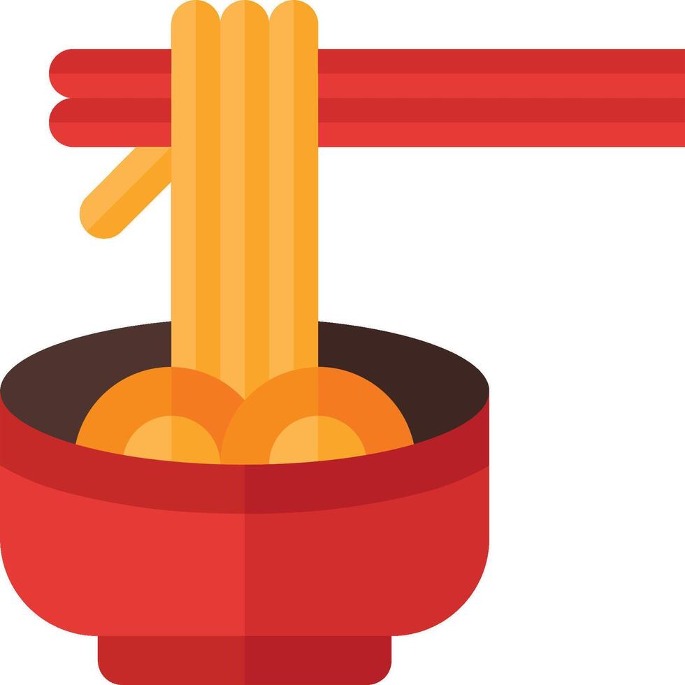 A bowl of noodles with chopsticks in it vector