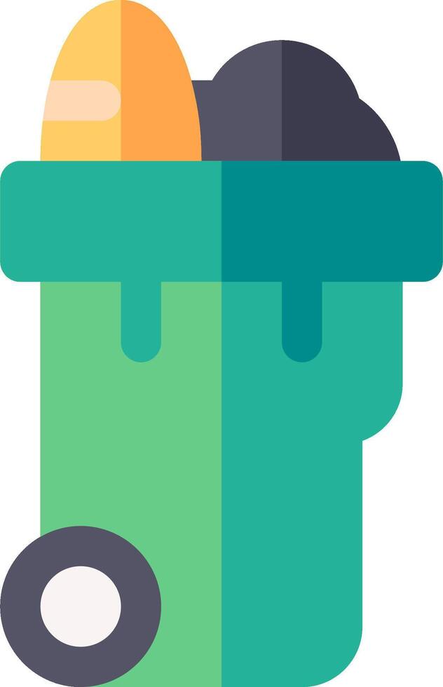 A green trash can with a black lid vector