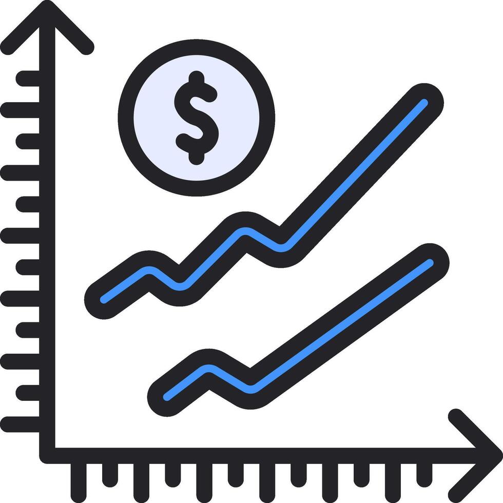 A graph with a dollar sign and a bar chart vector