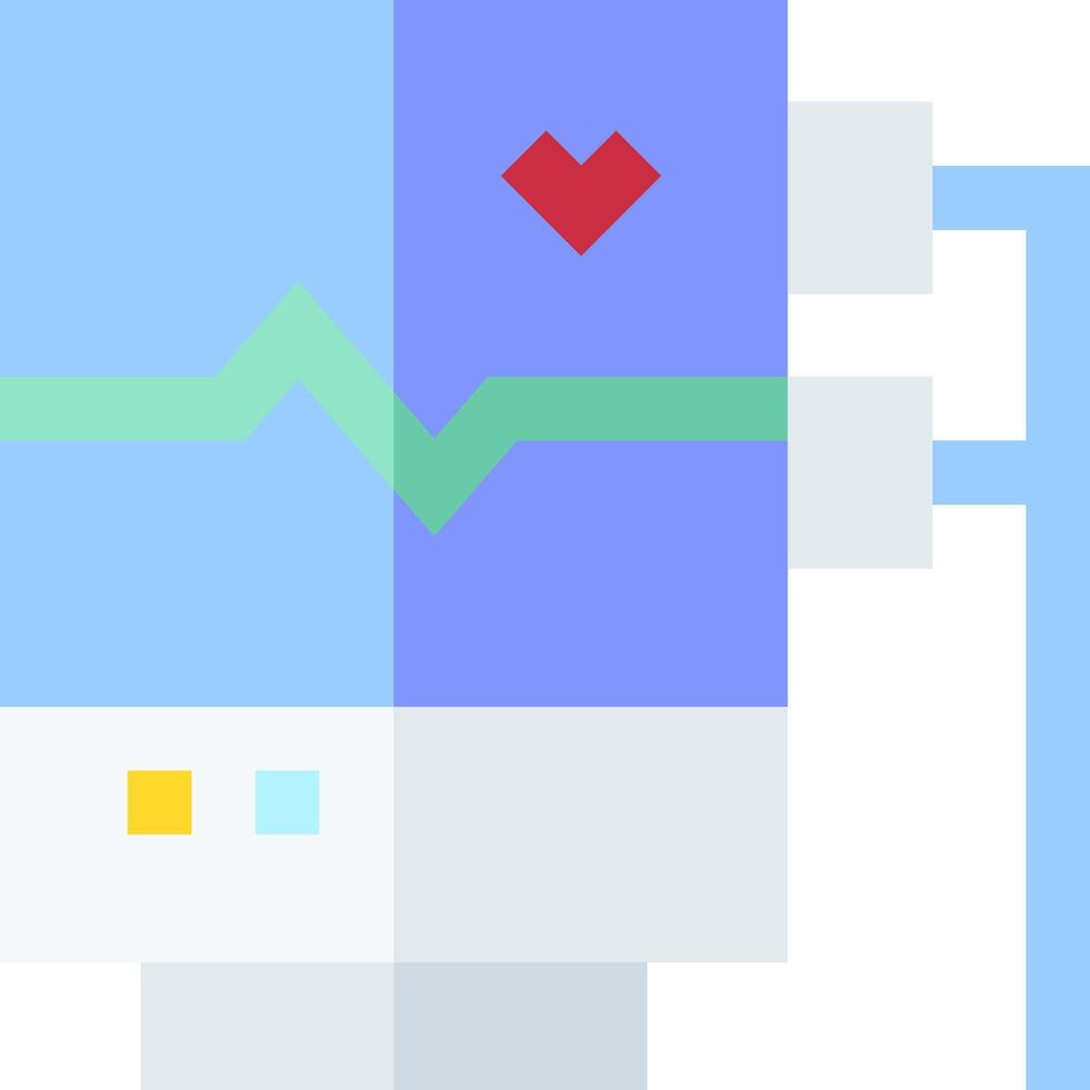 A medical device with a heart monitor and a red heart vector