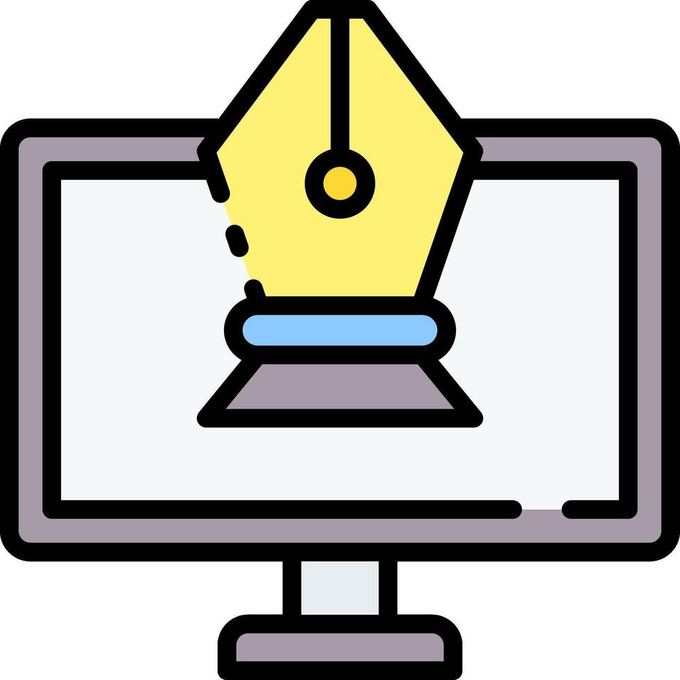 A computer monitor with a pen on it vector