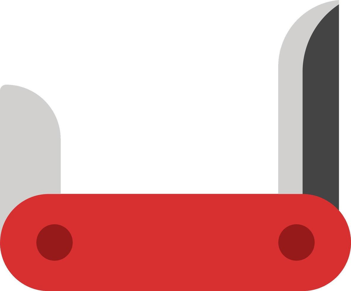 A red and black knife with a white handle vector