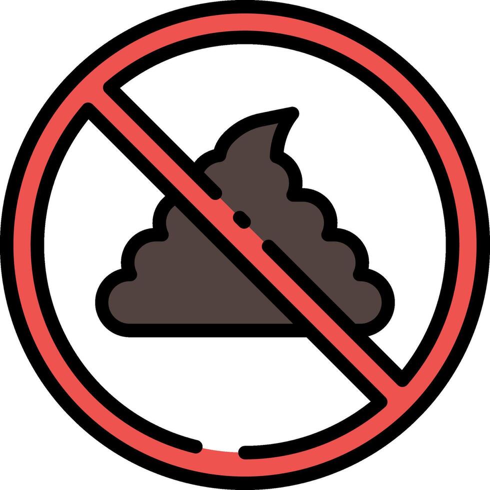 A no poo sign with a black and red circle vector