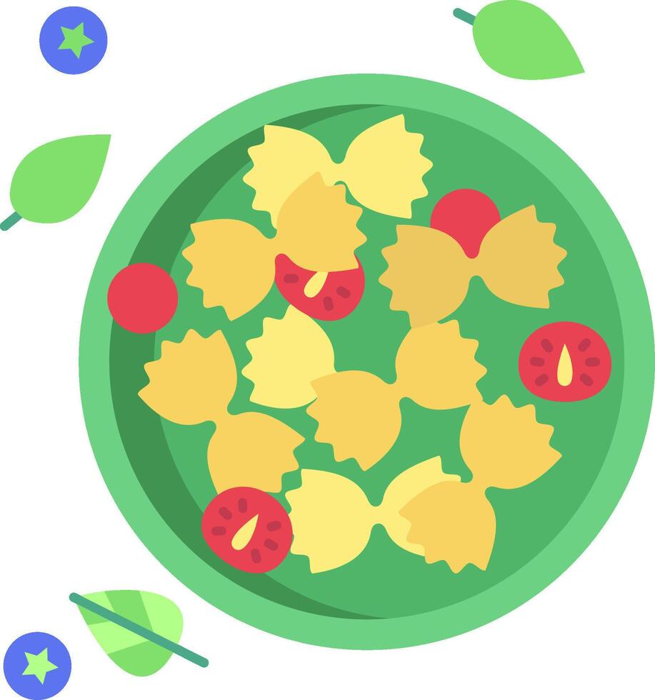 A plate with pasta and tomatoes on it vector