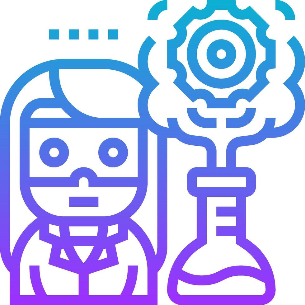 A woman holding a test tube and a test tube with a gear on it vector