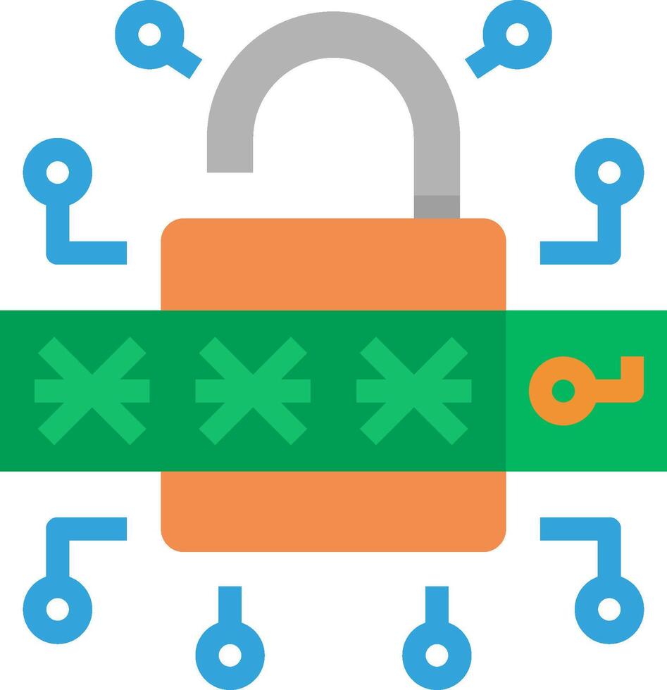 An icon of a padlock with a key in the middle vector