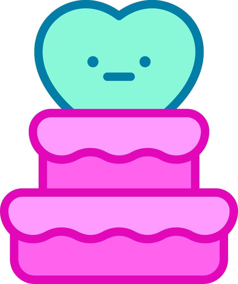 A heart shaped cake with a blue heart on top vector